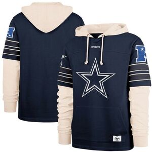 Men's Navy and Cream Hoodie